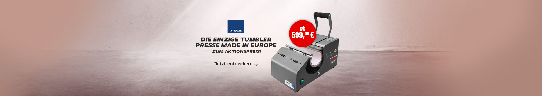 Die einzige Tumbler Presse Made in Europe, jetzt zum Aktionspreis!