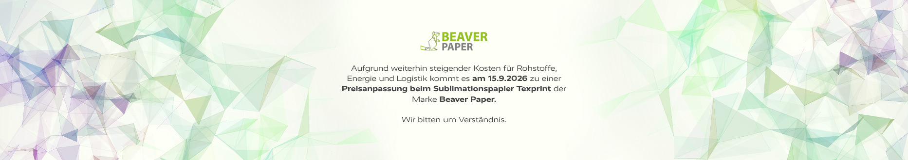 Preisanpassung Beaver Paper