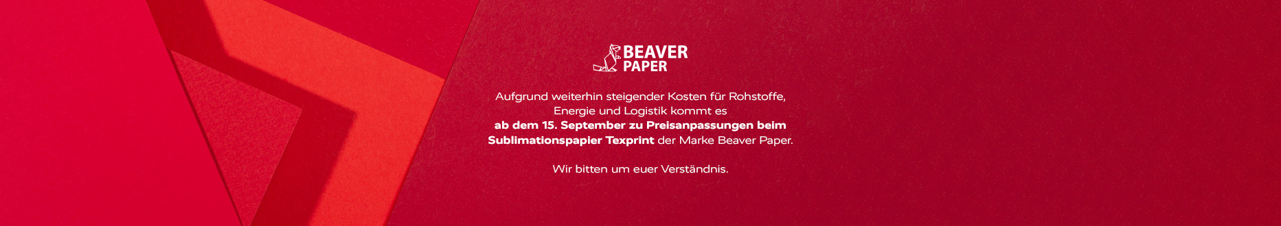 Preisanpassung Beaver Paper