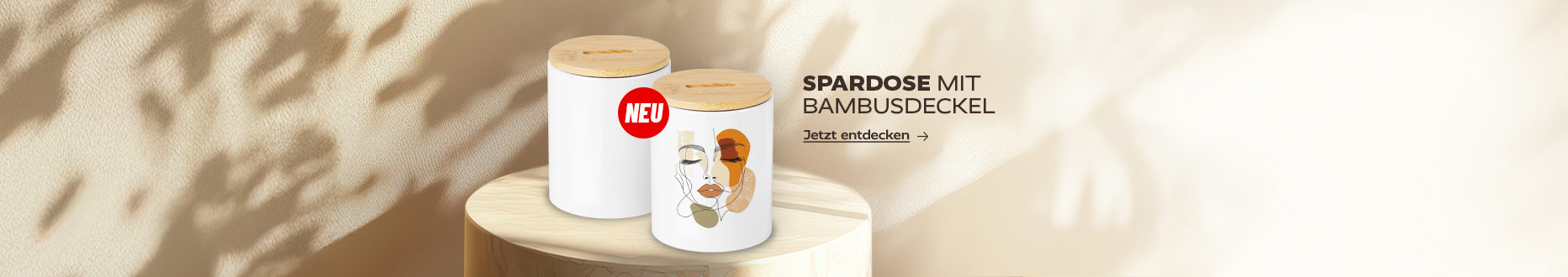 Jetzt neu im Shop. Spardose mit Bambusdeckel.