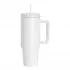  Edelstahl-Thermobecher mit Deckel und Trinkhalm, weiß