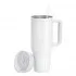  Edelstahl-Thermobecher mit Deckel und Trinkhalm, weiß