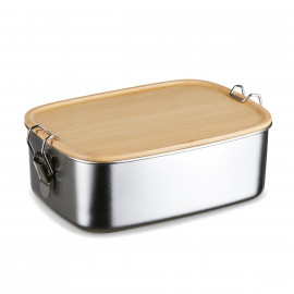  Lunch Box Edelstahl mit Bambusdeckel & Verschluss 