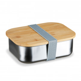  Lunch Box Edelstahl mit Bambusdeckel & Spannband 