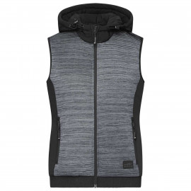 James & Nicholson JN1847 - Ladies' Padded Hybrid Vest | carbon melange/black - Gr. 3XL 