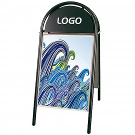 GRONAL® Kundenstopper Stahlrohr mit halbrunder Logoplatte 