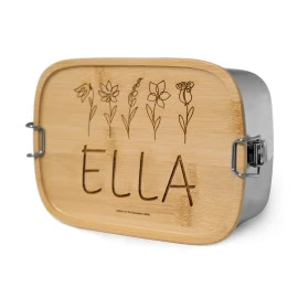  Lunch Box Edelstahl mit Bambusdeckel & Verschluss 