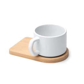  Sublitasse GEISA weiß matt, mit Bambusuntersetzer 