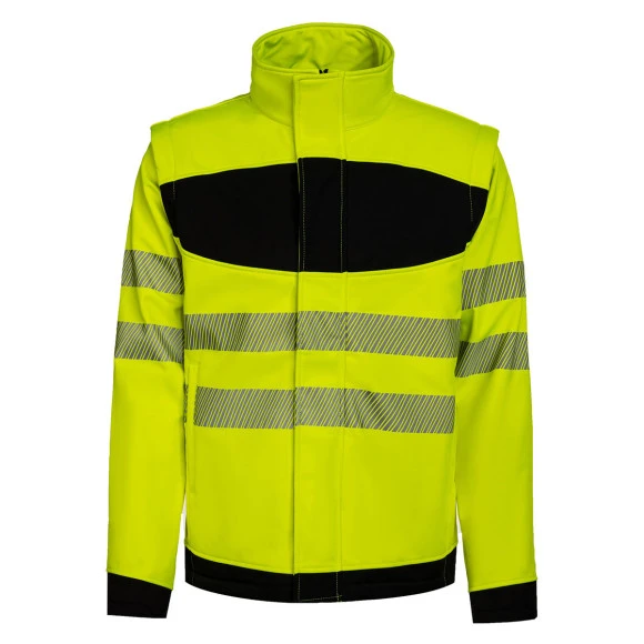 Korntex Hi-Vis Softshell Jacke mit schwarzer Brustpartie - EOSSJ