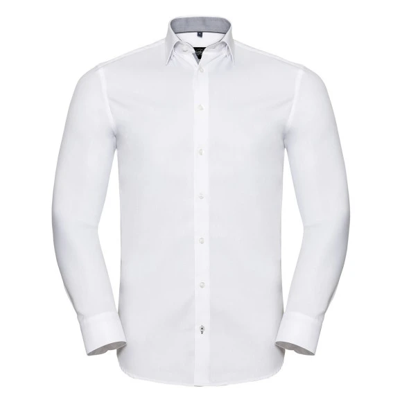Russell Men Ls Tailored Contrast Herringbone Shirt - R-964M-0