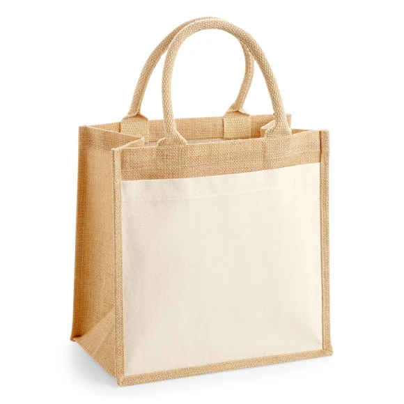 Westford Mill Cotton Pocket Jute Midi Tote - W426