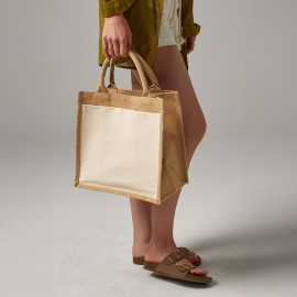 Westford Mill Cotton Pocket Jute Midi Tote - W426
