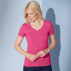 Daiber Ladies' Stretch V-Neck T - JN928 