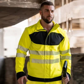 Korntex Hi-Vis Softshell Jacke mit schwarzer Brustpartie - EOSSJ 