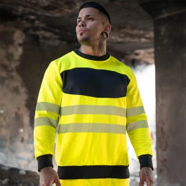 Korntex Hi-Vis Sweatshirt mit schwarzer Brustpartie - EOSSW 