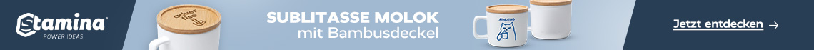 Stamina Sublitasse MOLOK weiß matt, mit Bambusdeckel